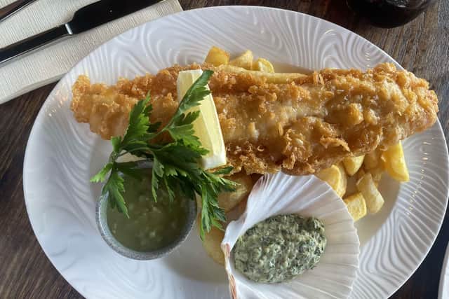Cornish hake fillet and chips at Noah’s overlooking the Cumberland Basin