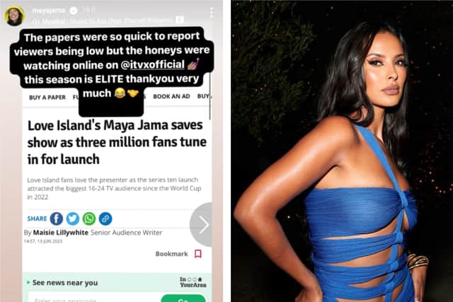 Maya Jama fires back after reports of low viewing figures for tenth series of Love Island. (Photo credit: Instagram/mayajama)