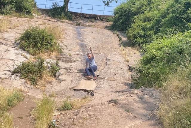 Balance is key as you hurtle down the Clifton Rock Slide!