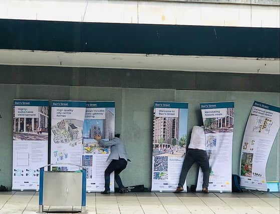 The team behind the redevelopment of Debenhams had a wobbly start to their consultation due to a strong breeze in Broadmead
