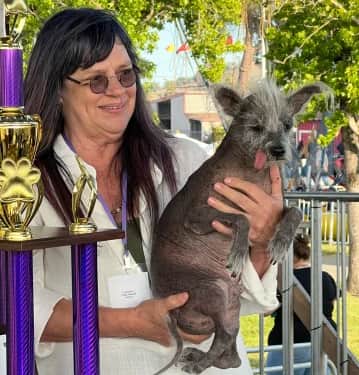 World’s Ugliest dog 2023  -Scooter - and his owner Linda Celeste Elmquist