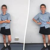 Toby has worn a skirt to school in protest of the school’s dress code which stops male students wearing shorts.  (SWNS)