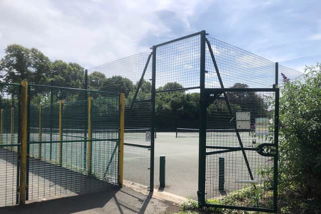 The gates of the tennis courts are always open at Redcatch Park