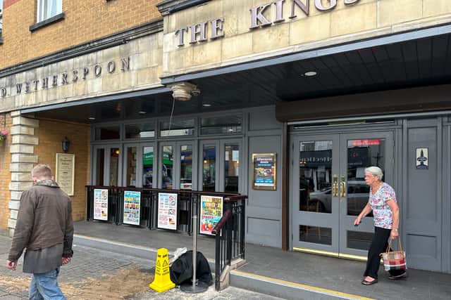 The stone pillar at the front of Kingswood Colliers in High Street, Kingswood, was taken out by the crash on Saturday night