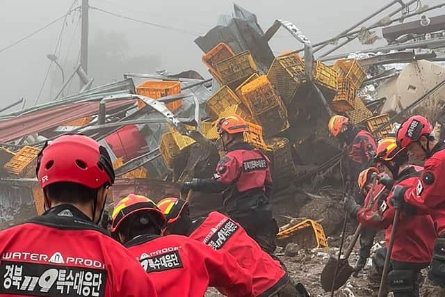South Korea has been hit by widespread devastation following torrential rain and landslides