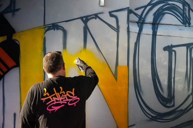 Bristol street artist Inkie will be part of Paint Jam this weekend (photo: Doug Gillen)