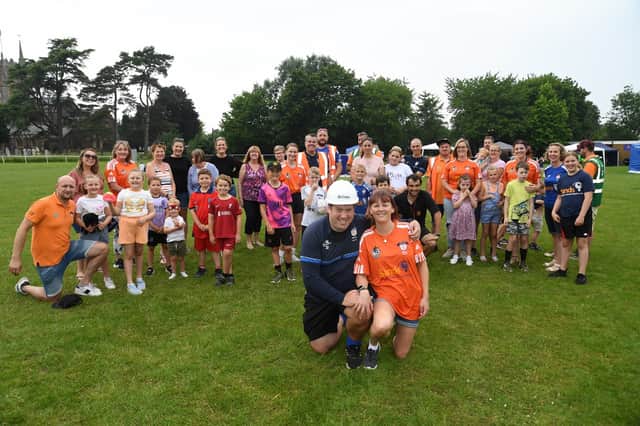 Adam Sturgeon, senior buyer for Bellway South West and Sands United Bristol FC player, and his wife Hilary Sturgeon at the first family fun day at St George Easton In Gordano FC