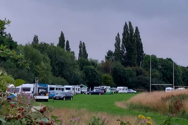 Travellers have set up camp on sports pitches in Stockwood
