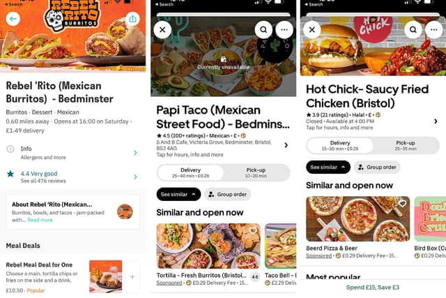 Some of the delivery-only restaurants based at SB Cafe on Deliveroo and Uber Eats