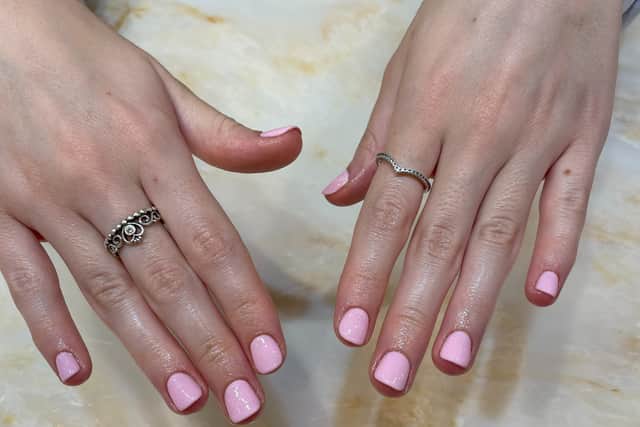 Pink perfection - Bella’s nails after the 50-minute treatment