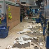 Alot of the fallen ceiling came down around the self-service checkouts at Lidl
