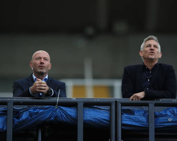 Gary Lineker and Alan Shearer commented on a Leicester City v Bristol City matter. OWEN HUMPHREYS/POOL/AFP via Getty Images)