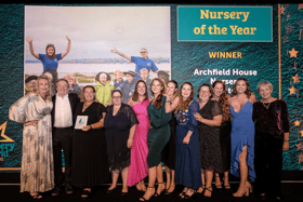 Staff from Archfield House nursery collect their award at the London awards ceremony