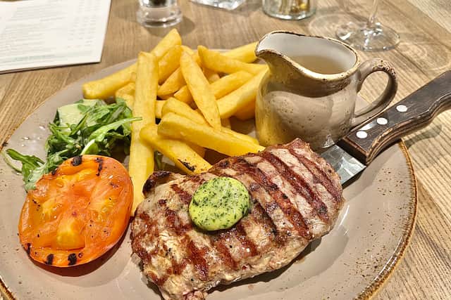 The sirloin steak and chips on the menu at The Royal Inn