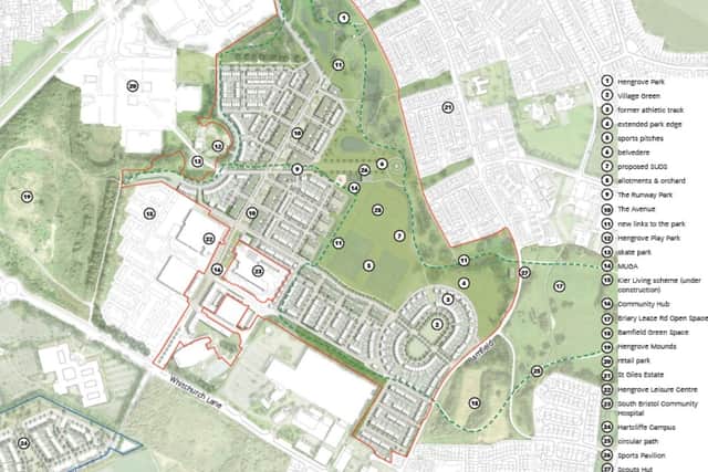 The layout of the area around Hengrove Park earmarked for new homes
