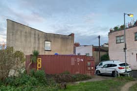 The shipping container is on Firfield Street just off Wells Road 