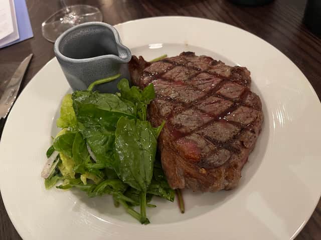 The sirloin steak was perfectly cooked