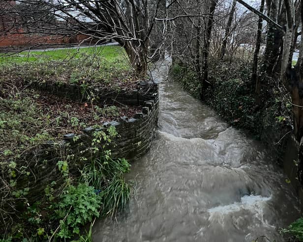 After heavy rainfall, the Brislington Brook levels have risen