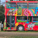 The soft-play bus is available to hire children's parties at Old Down and includes a ball pit and slide.
