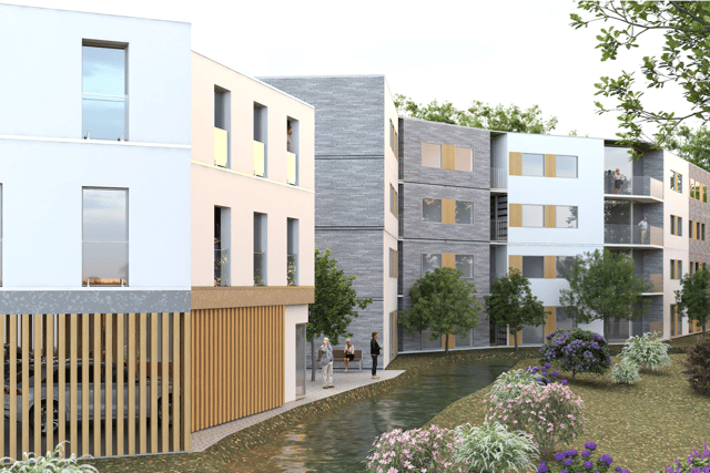 A new four-storey building behind the lodge will include flats overlooking Brislington Brook 