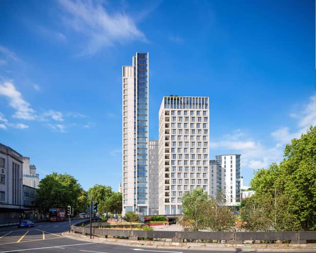 How the tower blocks next to the Bearpit will look