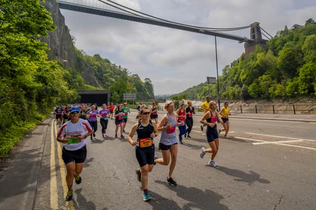 The 10k and half-marathon routes include views along the Avon Gorge on the way. Credit: AJ Bell Great Bristol Run