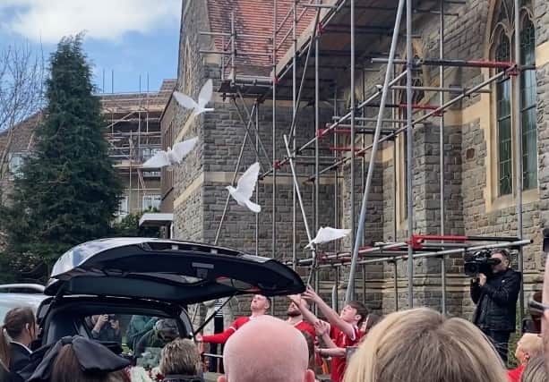 Doves were released in memory of Mason 
