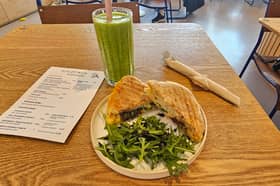 We enjoyed a lovely homemade hummus and sundried tomato panini and a refreshing green smoothie at Goldfinch Create and Play. The art café plans to expand their food range to include sandwiches and a salad bar.