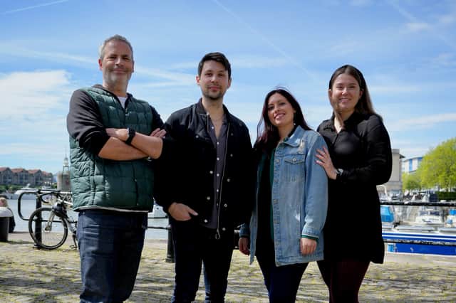 Bristol Harbour Festival 2024 organisers from Proud Events and Swans Events. Left to right: Joe Sheals and Harry Feigen - Proud Events, Noemi Antonelli and Alex Mahoney - Swans Events. Credit: We Are Plaster