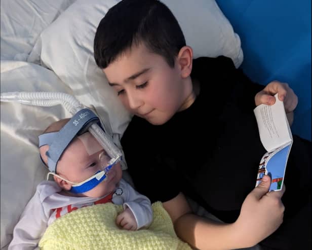 10-year-old Oscar (on the right) will take part in the Family Run along with his grandmother Ruth in memory of his baby brother, Ethan (on the left) who was treated at Bristol's Hospital before passing away at just 11 weeks old in December 2023.  Credit: AJ Bell Great Bristol Run