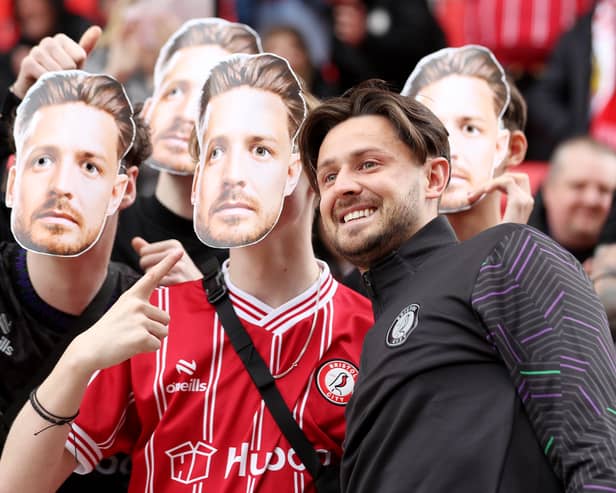 Bristol City supporters wore Harry Cornick masks for their game against Stoke City. The Robins' final position in the Championship away attendance table has been revealed. (Photo by Charlotte Tattersall/Getty Images)