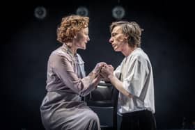 Geraldine Somerville as Amanda and Kasper Hilton-Hille as Tom in The Glass Menagerie at Bath Theatre Royal (photo: Marc Brenner)