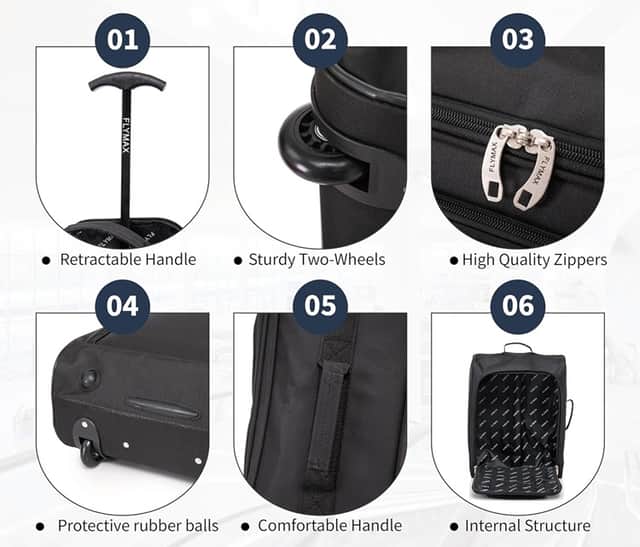 Flymax 55x40x20cm lightweight cabin bag with 44 litre capacity
