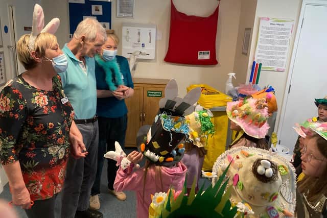 Pupils from Rossett Acre Primary School created their own handmade Easter bonnets to show to staff and residents at Vida Grange care home