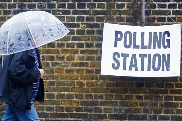 Polling station. (Photo credit should read NIKLAS HALLE'N/AFP via Getty Images)