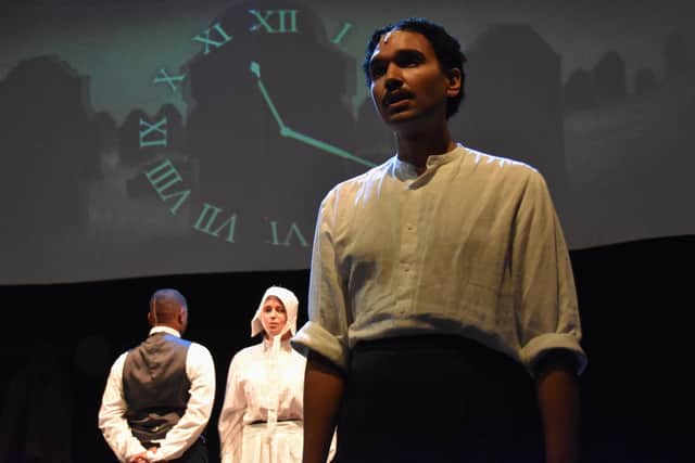 Leon Newman as Walter Tull with Susie Broadbent and Neil Reidman