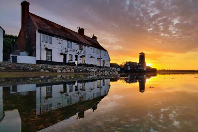 This morning's summer solstice sunrise at the Royal Oak, Langstone. Picture: Vicky Stovell