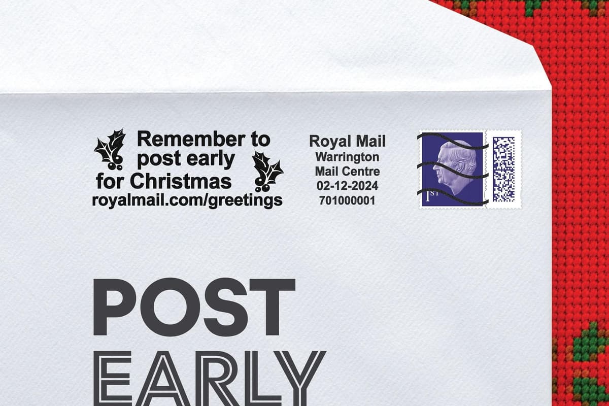 Physical Postmarked Mail Example Royal Mail reminds customers to post early for Christmas with special ...
