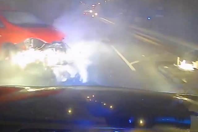 Man drives on wrong side of the road before crashing and spinning ...